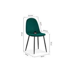 Chaise Boy Velours Vert – H 87 × L 49 × P 54 cm, confort & design