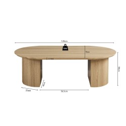 Table basse Lagos 120 cm ovale décor Chêne Naturel – MDF 25 mm
