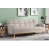 canapé-lit, Adana, tissu beige, tissu gris, canapé convertible, mousse froide, bois d’eucalyptus, meuble gain de place, couchage