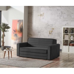 Canapé-lit « Siena » tissu gris anthracite avec coffre de rangement