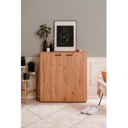 Meuble à chaussures Satos 02A – Chêne Atelier – 2 portes – Rangement élégant