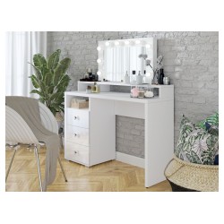 Coiffeuse Diva – Blanc brillant – Miroir et éclairage intégré