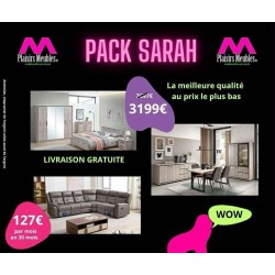 Pack Sarah – Ensemble complet salon, salle à manger et chambre – Style moderne avec relax