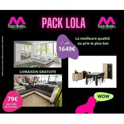 Pack complet LOLA – Salon méridienne, Salle à manger Wayne, Chambre moderne – Style et confort