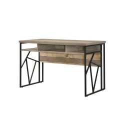 Bureau MTL‑39 imitation chêne – 3 niches – Conception compacte et pratique