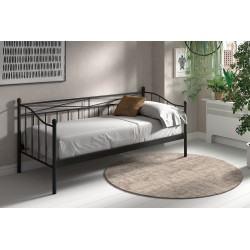 Lit "Sablo" 90×200 métal avec sommier — blanc ou noir