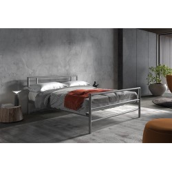 Lit Sandro métal gris avec sommier – 90, 140 ou 160×200 cm