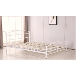 Lit "Manon" 160×200 cm en métal blanc avec sommier à lattes bois