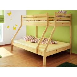 Lit superposé Mike en pin – Couchage 140×200 et 90×200 cm
