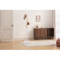 Porte-manteaux "Viola" Blanc – Hêtre & métal, design épuré, 172 cm