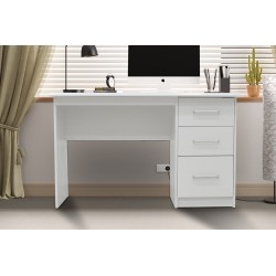 Bureau Mateo 3 tiroirs – MDF blanc 121×60 cm, design élégant et fonctionnel