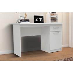 Bureau "Milou" 1 tiroir 1 porte blanc – MDF 121 × 60 cm, fonctionnel & élégant