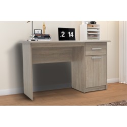Bureau "Milou" 1 tiroir 1 porte décor Sonoma – MDF 121 × 60 cm, chaleureux & fonctionnel