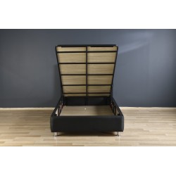 Lit 90×200 cm – Blanc ou Noir – Sommier inclus, matelas en option | Lit design contemporain