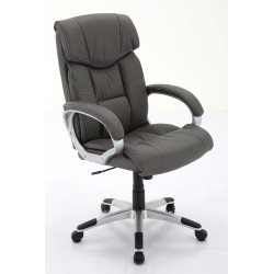 Chaise de bureau CH-87043 gris – Simili-cuir, hauteur réglable