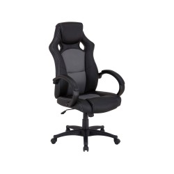 Chaise de bureau CH-127095-66 – Assise tissu noir & gris, piètement à roulettes, réglable en hauteur