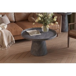 Table basse "Manus" 80 cm Gris Foncé – MDF avec rebord surélevé