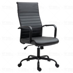 Fauteuil de bureau ergonomique noir avec accoudoirs – Modèle 6015H