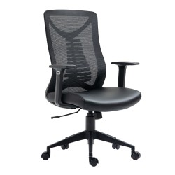 Fauteuil de bureau ergonomique en maille noire avec accoudoirs – Modèle 8330H-BK