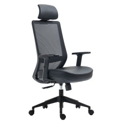 Fauteuil de bureau ergonomique noir avec appui-tête – Modèle 8329-BK