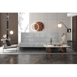 canapé-lit, Konya, gris, canapé convertible, mousse froide, bois d’eucalyptus, meuble compact, couchage d’appoint, gain de place