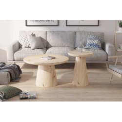 Table basse Lukas 45 cm Chêne Vieilli – MDF avec bord relevé, Ø 45 × H 55 cm