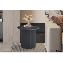 Table basse Lagos 50 cm Ø × H 46 cm – MDF décor Brun Foncé 3D