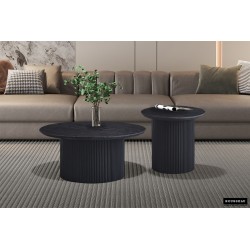 Table basse Lagos 80 cm Brun Foncé – MDF 25 mm 3D, Ø 80 × H 38 cm