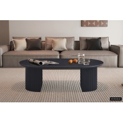 Table basse Lagos 120 cm ovale – MDF 25 mm brun foncé 3D, décor élégant
