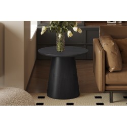 Table d’appoint Miklos ronde 60 cm brun foncé – MDF 25 mm, H 49,5 cm