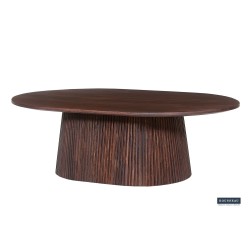 Table basse Miguel 120 cm ovale, bois de manguier massif foncé – robustesse & style