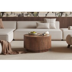 Table basse Victor 70 × 70 cm bois de manguier massif clair – solide & design