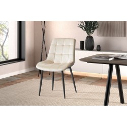 Chaise Juta Velours Beige – 82 × 50 × 59 cm, pieds métal