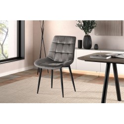 Chaise Juta Velours Taupe – 82×50×59 cm, confort & élégance