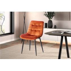 Chaise Juta Velours Orange – élégance et couleur, pieds métal, 82 × 50 × 59 cm