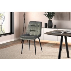 Chaise Juta Velours Vert – élégance & confort, 82×50×59 cm