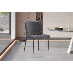 Chaise Lisa Tissu Fabb Raven Gris foncé – H 85 × L 50 × P 62 cm, tissu & métal