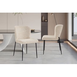 Chaise Lisa Bouclé Beige – pieds métal, 85 × 50 × 62 cm, confort et style
