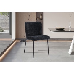 Chaise Lisa Bouclé Gris Foncé – 85×50×62 cm, tissu bouclé & pieds métal