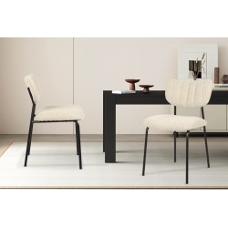 Chaise Antura Beige Ote Lisa – tissu & métal, 77×46×53 cm
